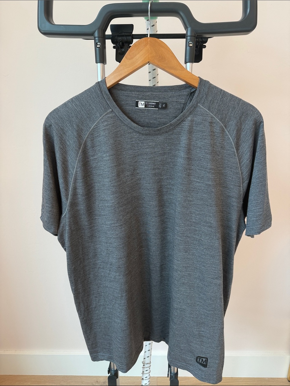 Ermenegildo Zegna Short Sleeve Crew Tee in Charcoal Gray